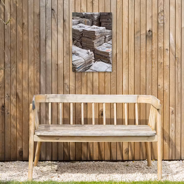 Kranten - Stapels - Touw - Informatie - Vintage Tuinposter op houten frame 2 cm dik klein -sfeer4