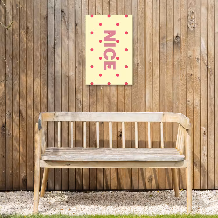 Nice - Stippen - Roze - Geel Tuinposter op houten frame 2 cm dik klein -sfeer4