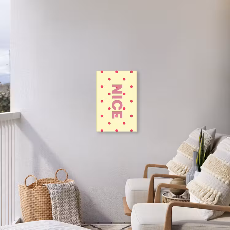Nice - Stippen - Roze - Geel Tuinposter op houten frame 2 cm dik klein -sfeer1