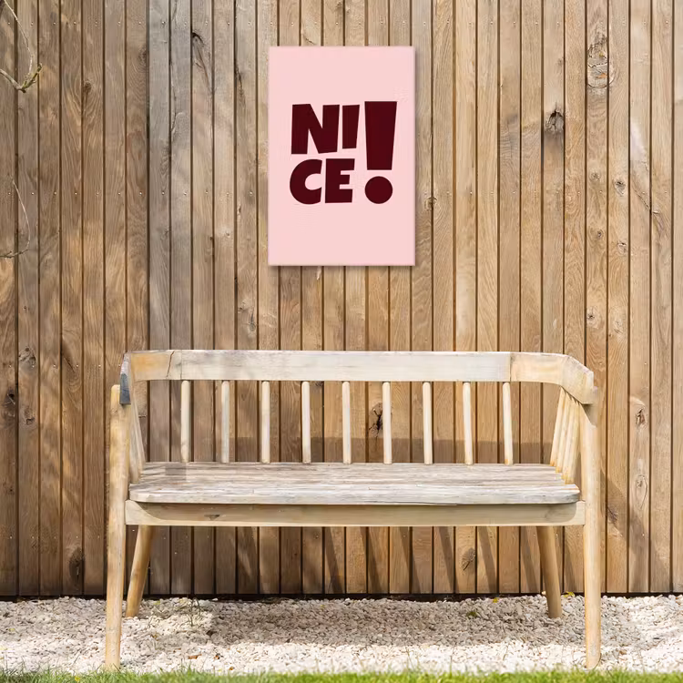 Nice - Uitroepteken - Roze Tuinposter op houten frame 2 cm dik klein -sfeer4