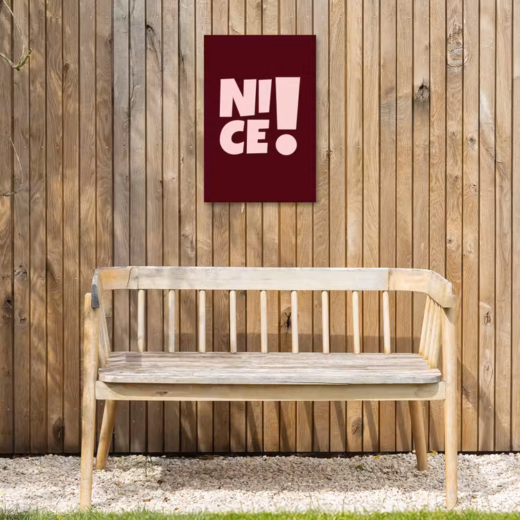 Nice - Uitroepteken - Rood Tuinposter op houten frame 2 cm dik klein -sfeer4