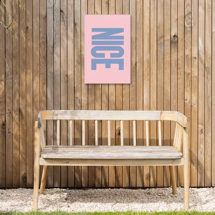 Nice - Paars - Roze Tuinposter op houten frame 2 cm dik klein -sfeer4