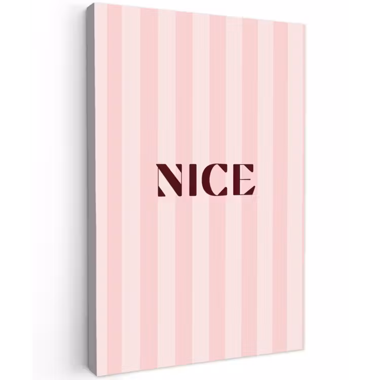 Nice - Strepen - Roze Tuinposter op houten frame 2 cm dik klein -3d