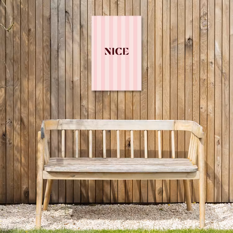 Nice - Strepen - Roze Tuinposter op houten frame 2 cm dik klein -sfeer4