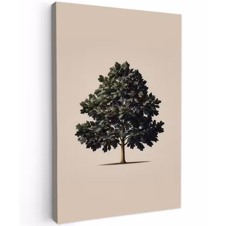 Eikenboom - Schaduw - Egaal Tuinposter op houten frame 2 cm dik klein -3d