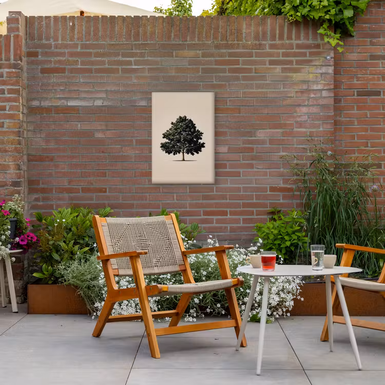 Eikenboom - Schaduw - Egaal Tuinposter op houten frame 2 cm dik klein -sfeer3