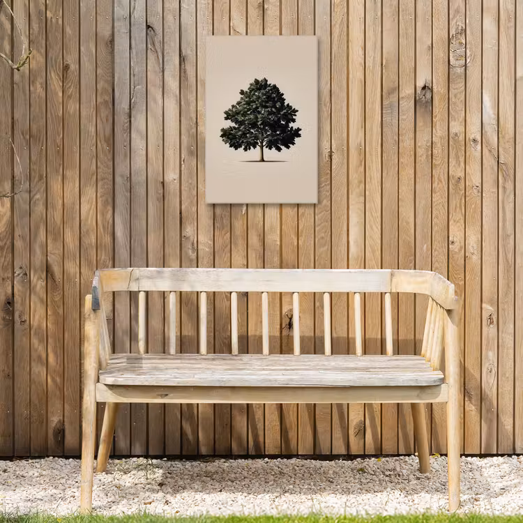 Eikenboom - Schaduw - Egaal Tuinposter op houten frame 2 cm dik klein -sfeer4