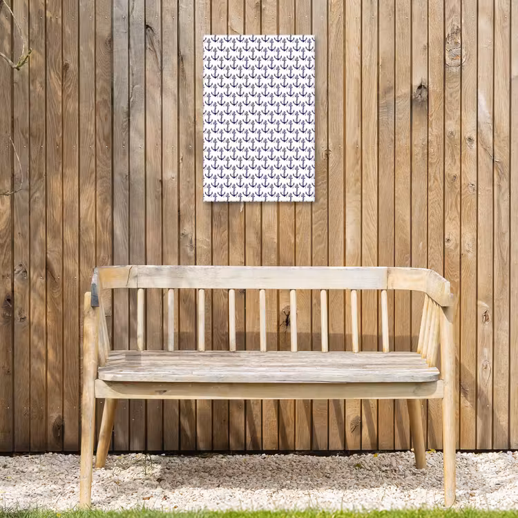 Oceaan - Anker - Blauw - Wit Tuinposter op houten frame 2 cm dik klein 841 -sfeer4