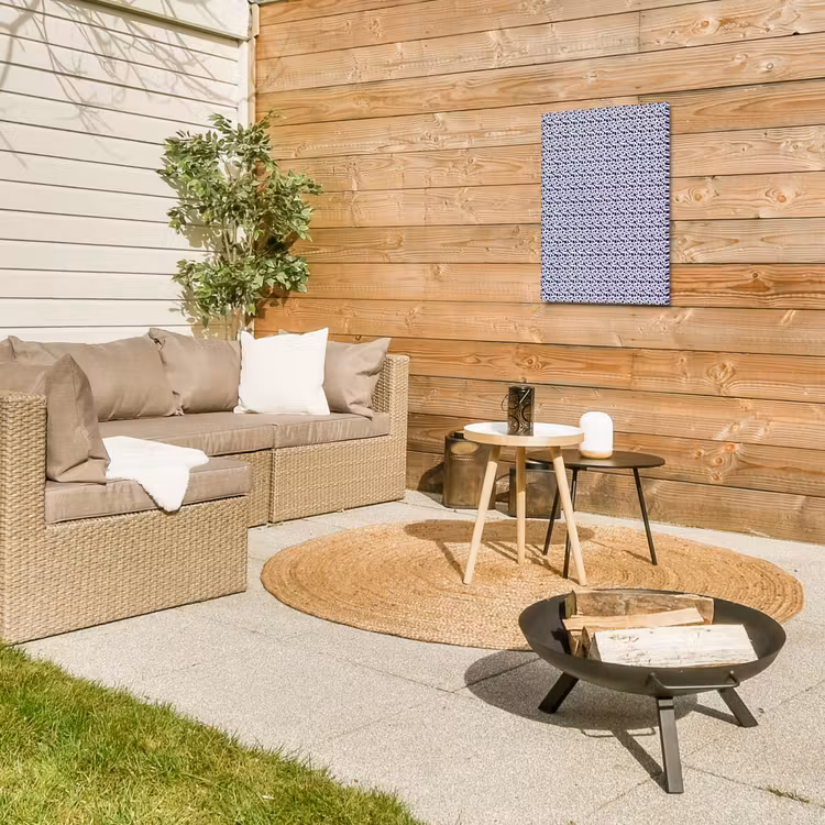 Oceaan - Bubbel - Blauw - Wit Tuinposter op houten frame 2 cm dik klein 841 -sfeer2