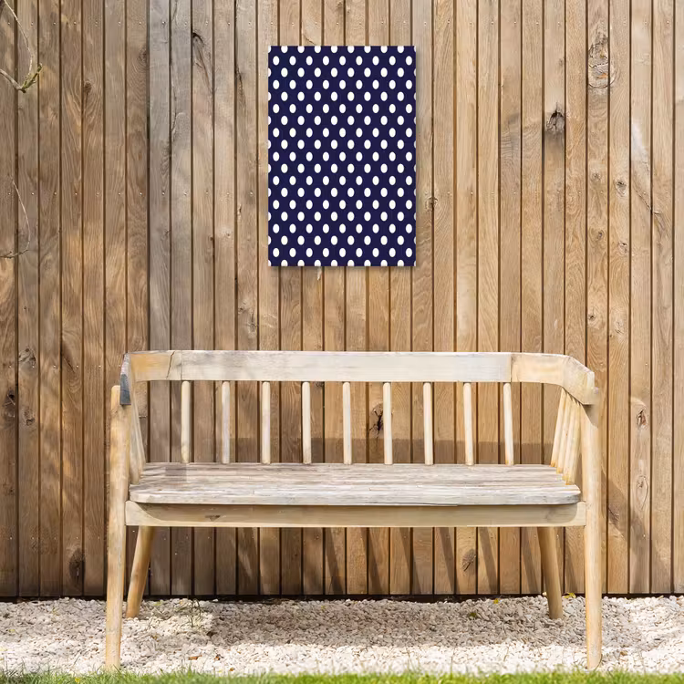 Oceaan - Stippen - Blauw - Wit Tuinposter op houten frame 2 cm dik klein 841 -sfeer4
