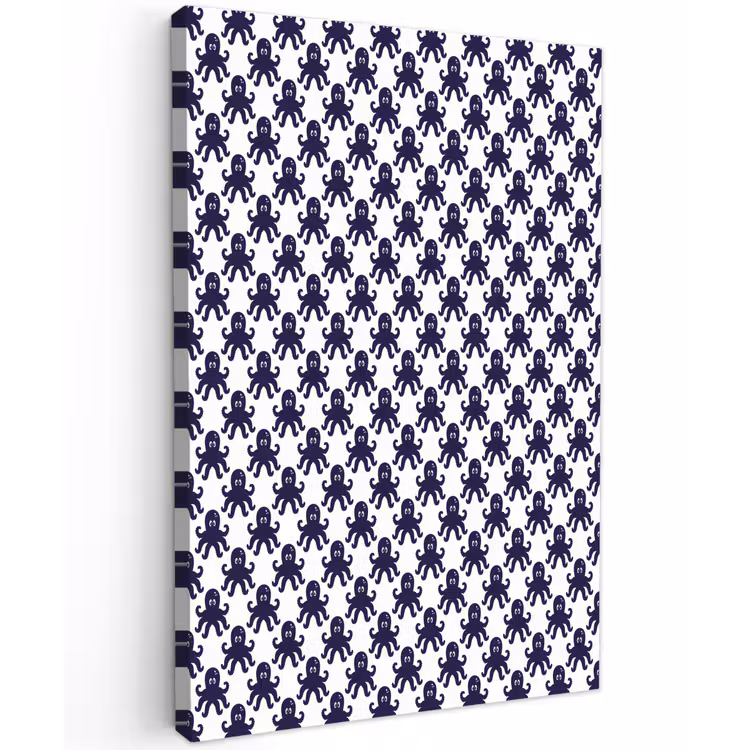 Oceaan - Octo - Blauw - Wit Tuinposter op houten frame 2 cm dik klein 841 -3d