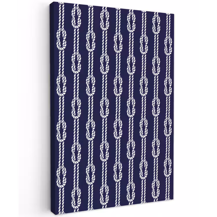 Oceaan - Touw - Blauw - Wit Tuinposter op houten frame 2 cm dik klein 841 -3d