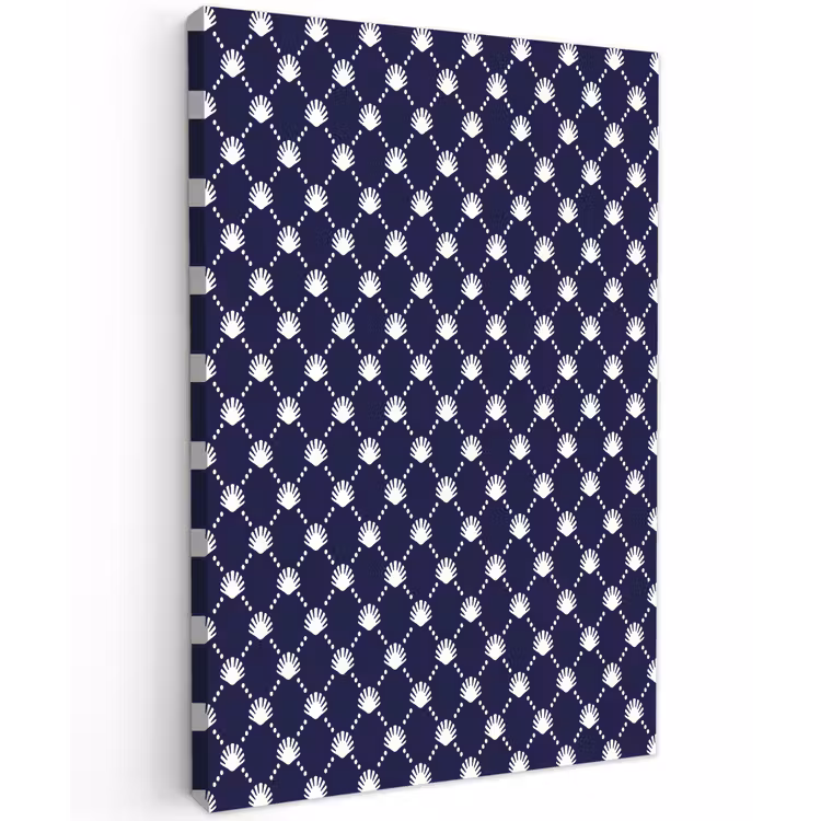 Oceaan - Schelp - Blauw - Wit Tuinposter op houten frame 2 cm dik klein 841 -3d