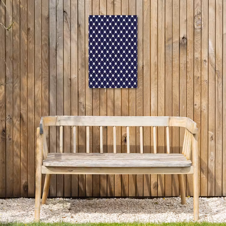 Oceaan - Schelp - Blauw - Wit Tuinposter op houten frame 2 cm dik klein 841 -sfeer4