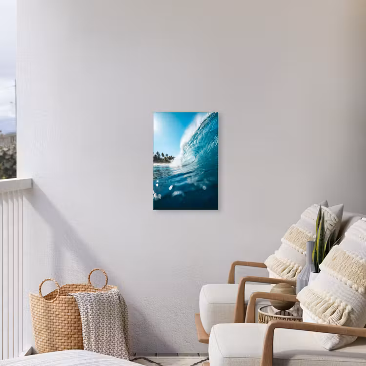 Oceaan - Golf - Strand - Natuur - Blauw Tuinposter op houten frame 2 cm dik klein -sfeer1