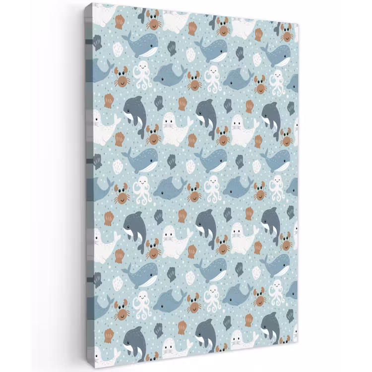 Oceaan - Walvis - Zeehond - Krab Tuinposter op houten frame 2 cm dik klein 841 -3d
