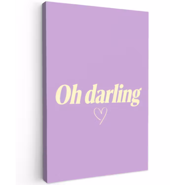 Oh darling - Hart - Paars Tuinposter op houten frame 2 cm dik klein -3d