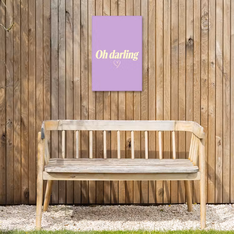 Oh darling - Hart - Paars Tuinposter op houten frame 2 cm dik klein -sfeer4