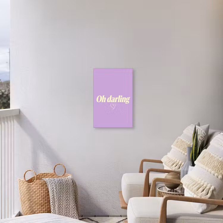 Oh darling - Hart - Paars Tuinposter op houten frame 2 cm dik klein -sfeer1