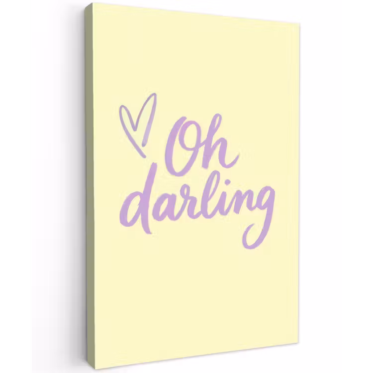 Oh darling - Geel - Hart Tuinposter op houten frame 2 cm dik klein -3d
