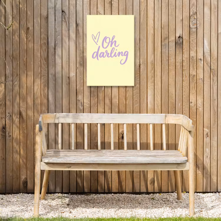Oh darling - Geel - Hart Tuinposter op houten frame 2 cm dik klein -sfeer4