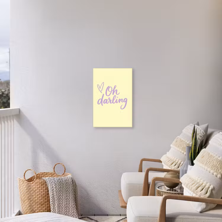 Oh darling - Geel - Hart Tuinposter op houten frame 2 cm dik klein -sfeer1