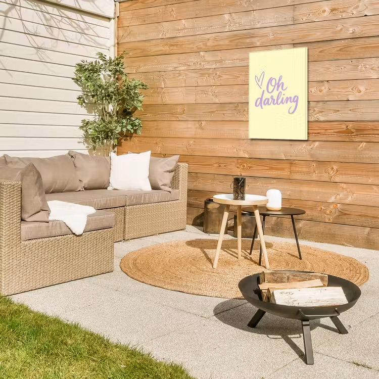 Oh darling - Geel - Hart Tuinposter op houten frame 2 cm dik klein -sfeer2