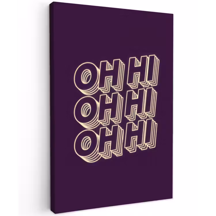 Oh hi - Paars - 3D Tuinposter op houten frame 2 cm dik klein -3d