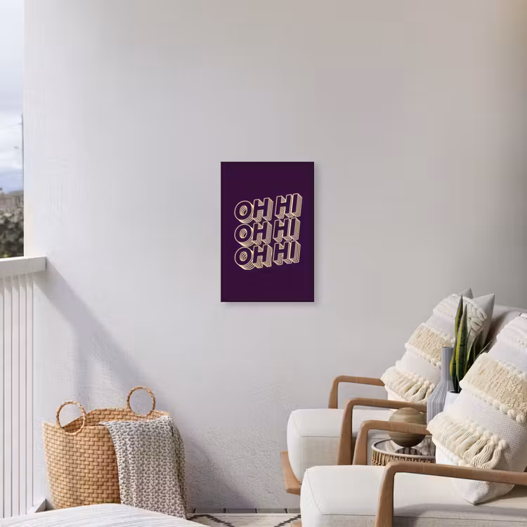 Oh hi - Paars - 3D Tuinposter op houten frame 2 cm dik klein -sfeer1