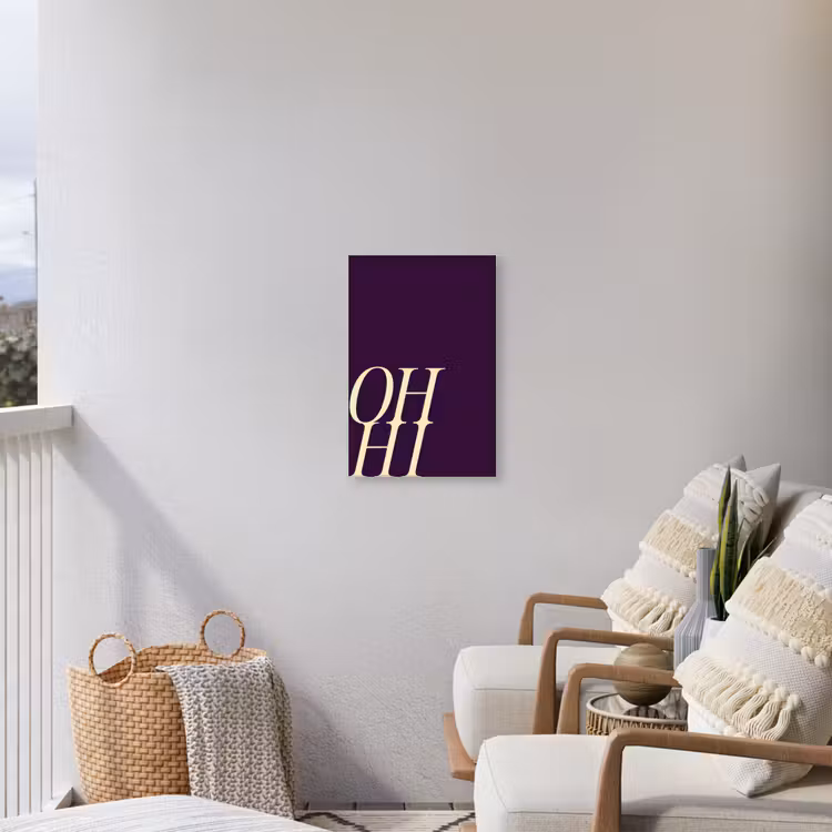 Oh hi - Paars - Cursief Tuinposter op houten frame 2 cm dik klein -sfeer1