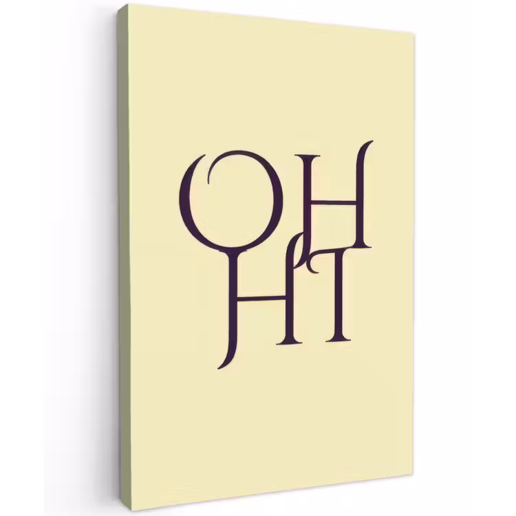 Oh hi - Geel - Monogram Tuinposter op houten frame 2 cm dik klein -3d