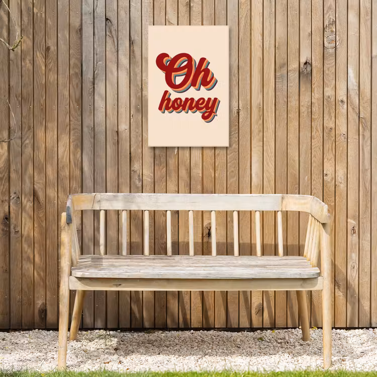 Oh honey - Rood - Schaduw Tuinposter op houten frame 2 cm dik klein -sfeer4
