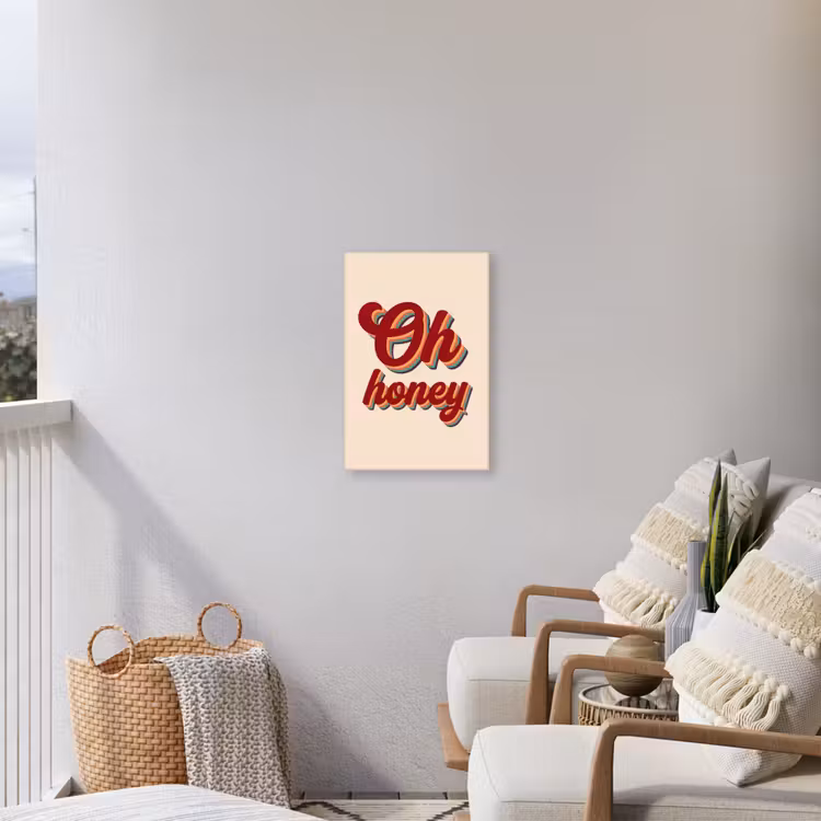 Oh honey - Rood - Schaduw Tuinposter op houten frame 2 cm dik klein -sfeer1