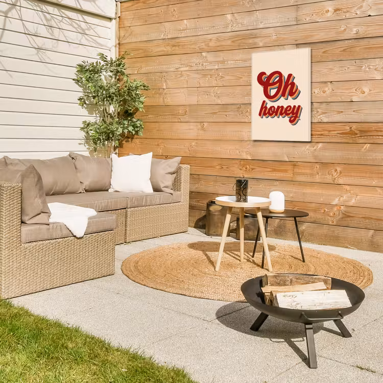 Oh honey - Rood - Schaduw Tuinposter op houten frame 2 cm dik klein -sfeer2