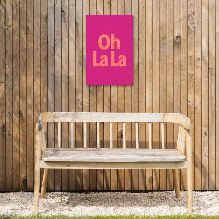 Oh la la - Luipaardprint - Roze Tuinposter op houten frame 2 cm dik klein -sfeer4