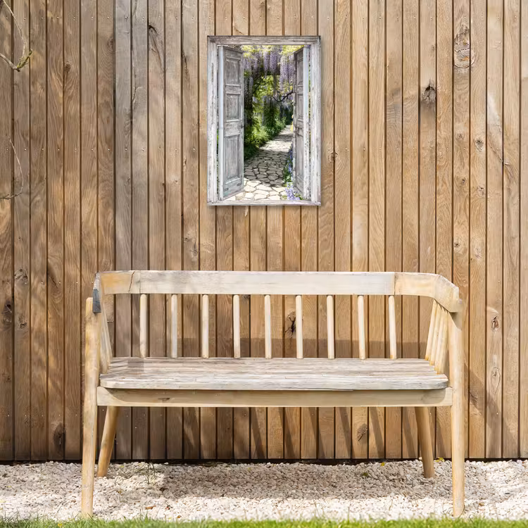 Oude deuren naar een tuinpad Tuinposter op houten frame 2 cm dik klein -sfeer4