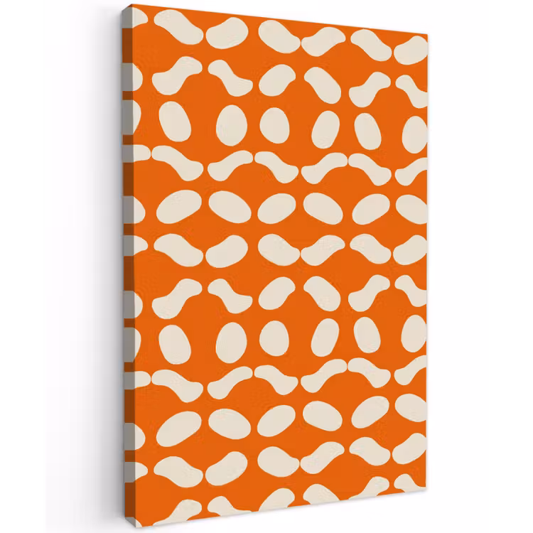 Oranje - Organische vormen - Wit Tuinposter op houten frame 2 cm dik klein 841 -3d