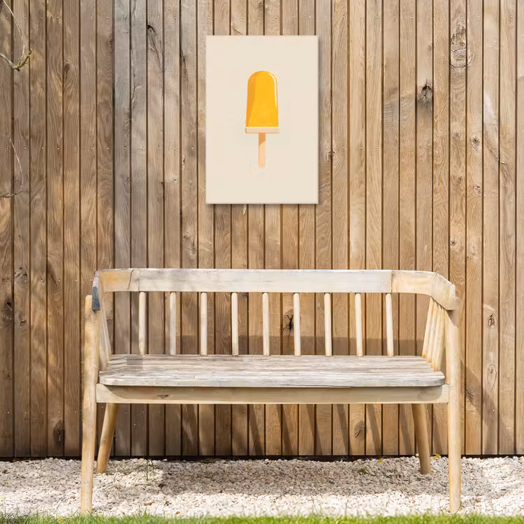 Oranje - Stokje - Waterijsje Tuinposter op houten frame 2 cm dik klein -sfeer4