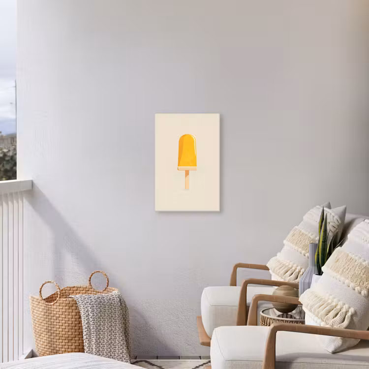 Oranje - Stokje - Waterijsje Tuinposter op houten frame 2 cm dik klein -sfeer1