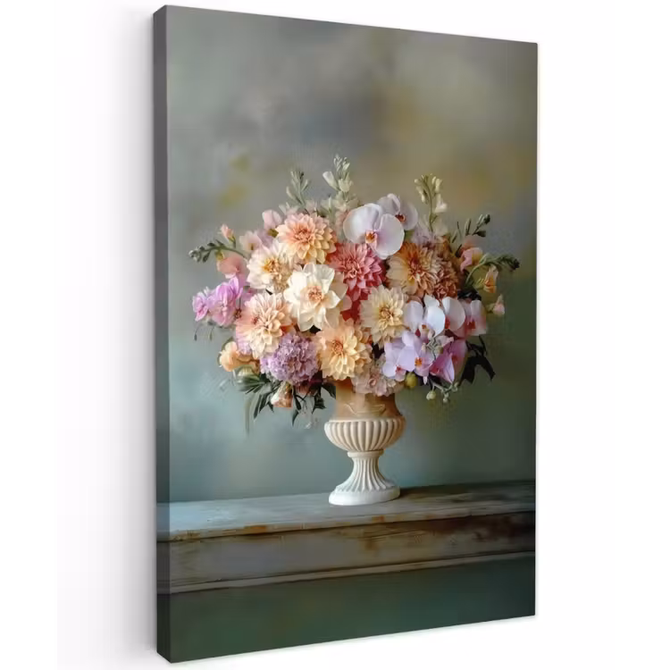 Orchidee - Boeket - Vaas - Bloemen Tuinposter op houten frame 2 cm dik klein -3d