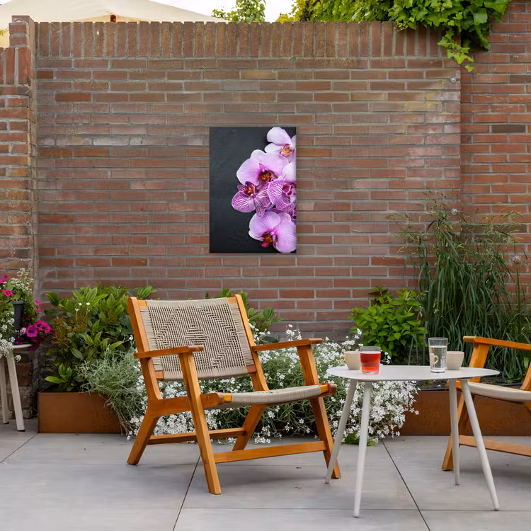 Orchidee - Bloemen - Roze - Flora Tuinposter op houten frame 2 cm dik klein -sfeer3