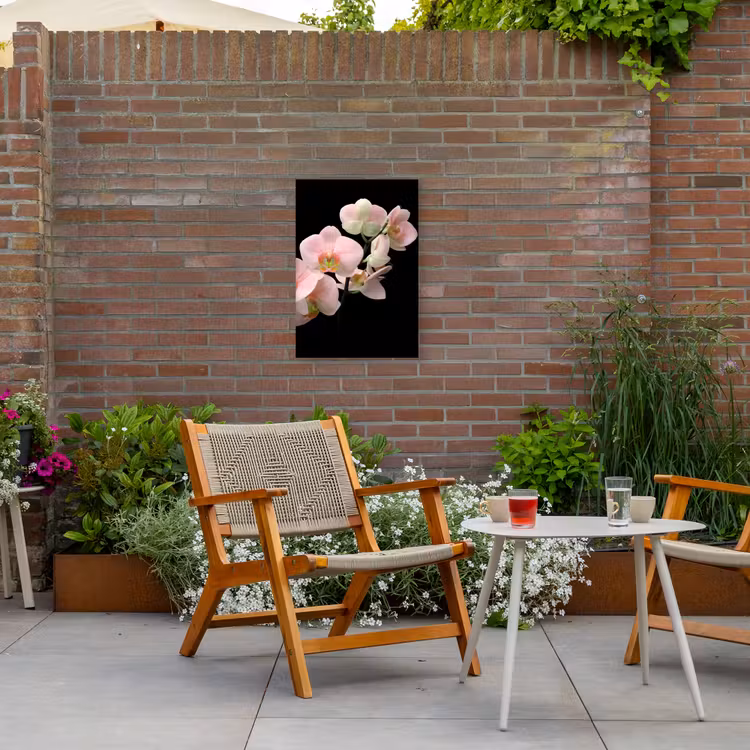 Orchidee - Bloemen - Roze - Stilleven - Flora Tuinposter op houten frame 2 cm dik klein -sfeer3