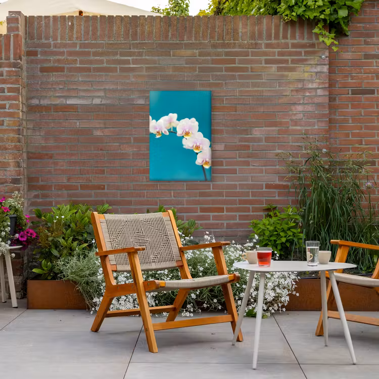 Orchidee - Bloemen - Plant - Wit - Paars Tuinposter op houten frame 2 cm dik klein -sfeer3