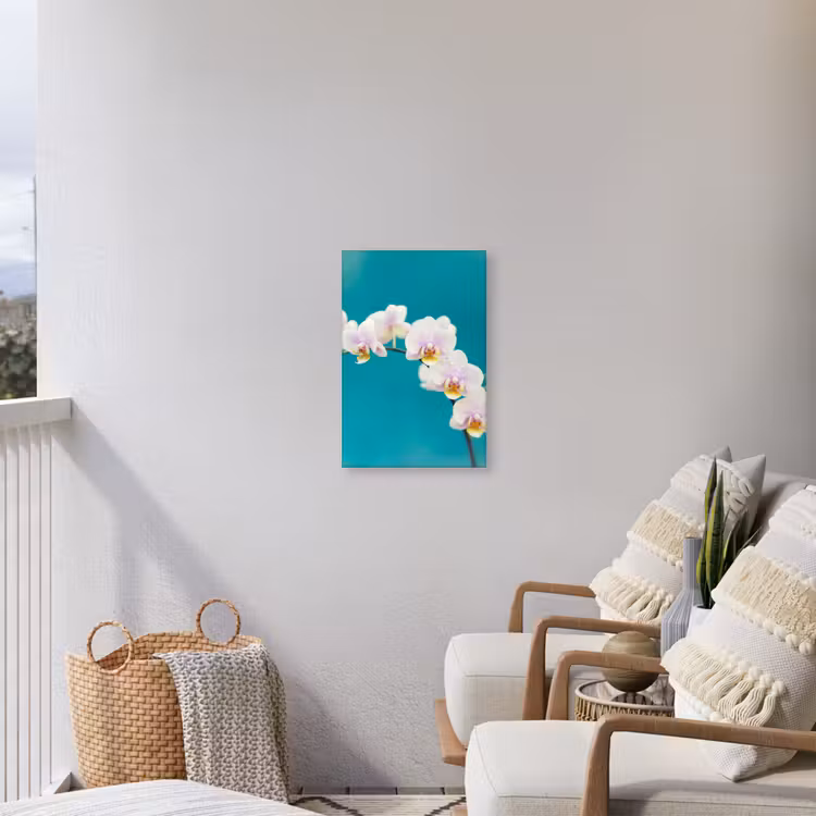 Orchidee - Bloemen - Plant - Wit - Paars Tuinposter op houten frame 2 cm dik klein -sfeer1