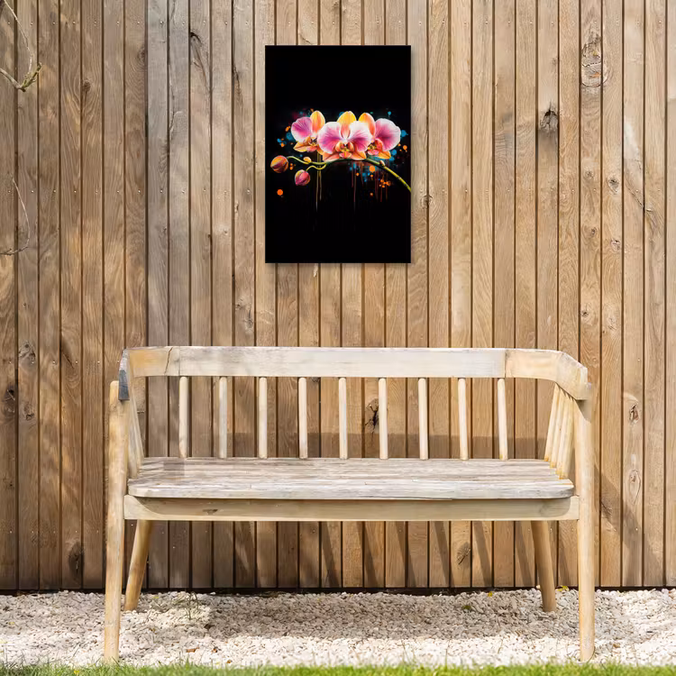Orchidee - Graffiti - Kleurrijk - Bloemen - Abstract Tuinposter op houten frame 2 cm dik klein -sfeer4