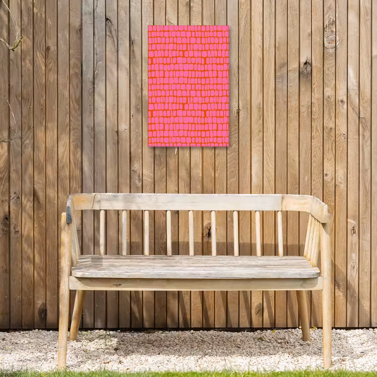 Organisch - Raster - Roze Tuinposter op houten frame 2 cm dik klein 841 -sfeer4
