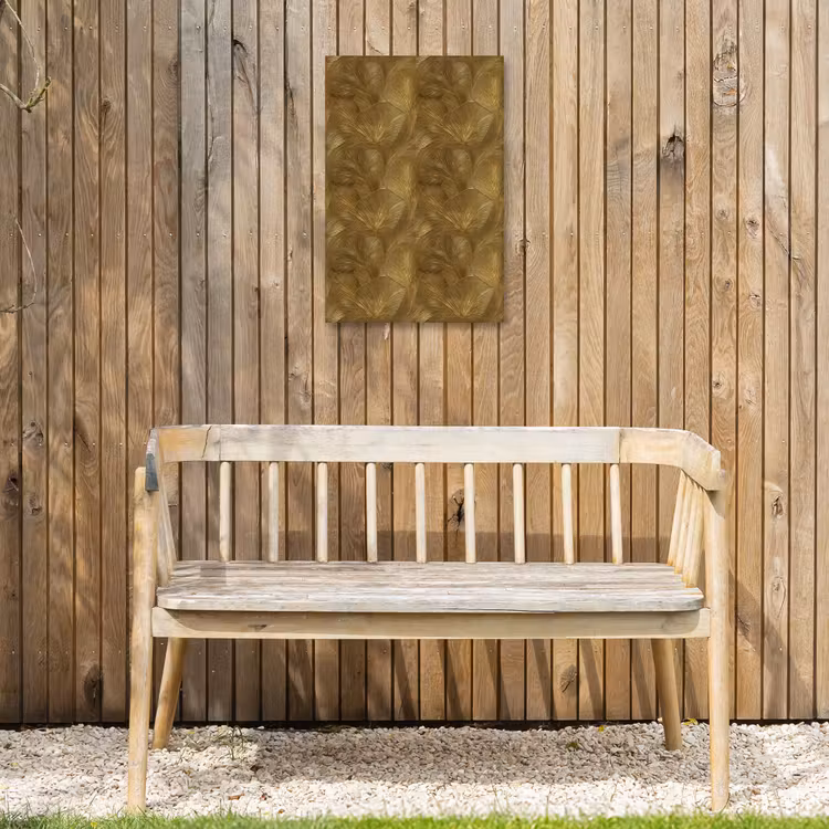 Organisch - Lijnen - Goud Tuinposter op houten frame 2 cm dik klein 841 -sfeer4