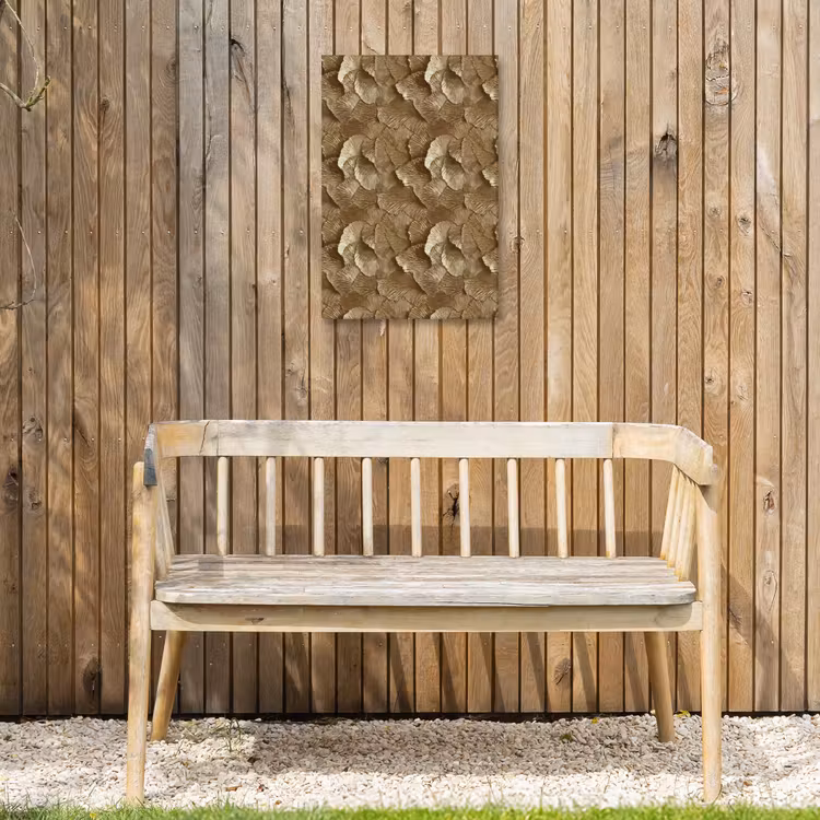 Organisch - Patroon - Bladeren - Goud Tuinposter op houten frame 2 cm dik klein 841 -sfeer4