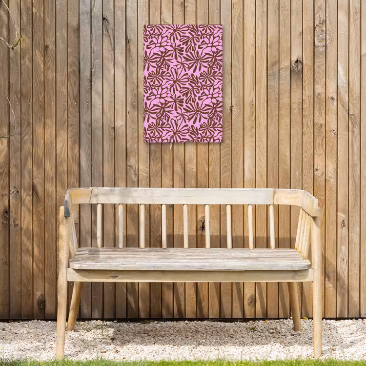 Organisch - Patroon - Roze Tuinposter op houten frame 2 cm dik klein 841 -sfeer4
