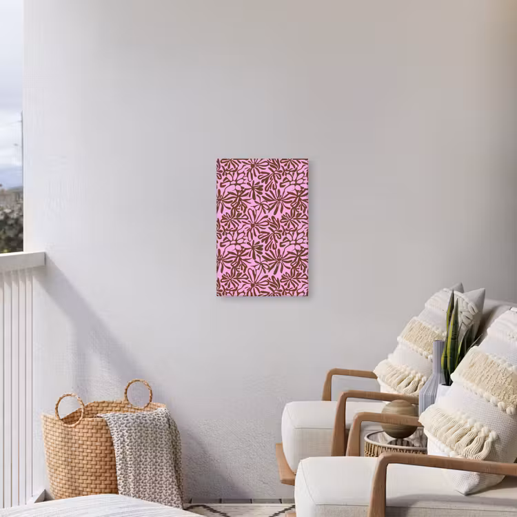 Organisch - Patroon - Roze Tuinposter op houten frame 2 cm dik klein 841 -sfeer1